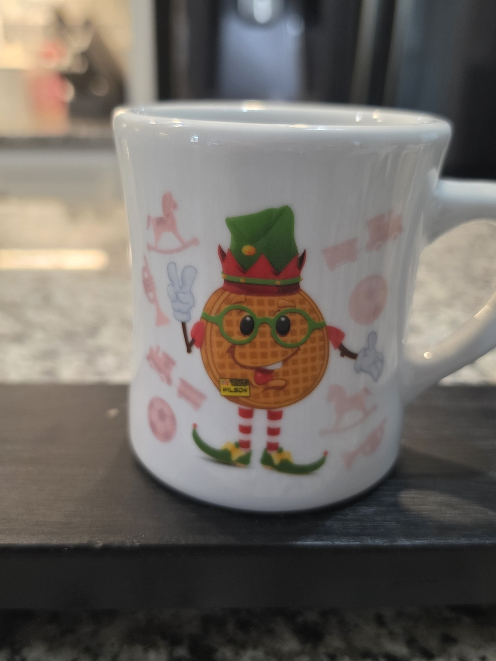 Waffle House Holiday Waffle Elf Ceramic Mug - White